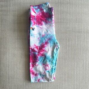 Aviator Nation Pink and Blue Tie-Dye Leggings